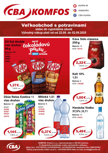 Katalogy / Nový veľkoobchodný leták CBA Komfos - foto