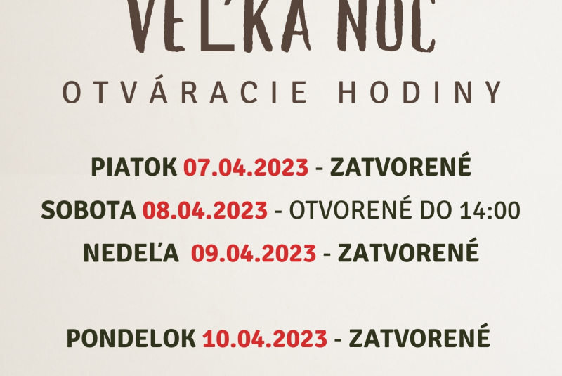 Novinky / Otváracie hodiny počas Veľkej noci - foto