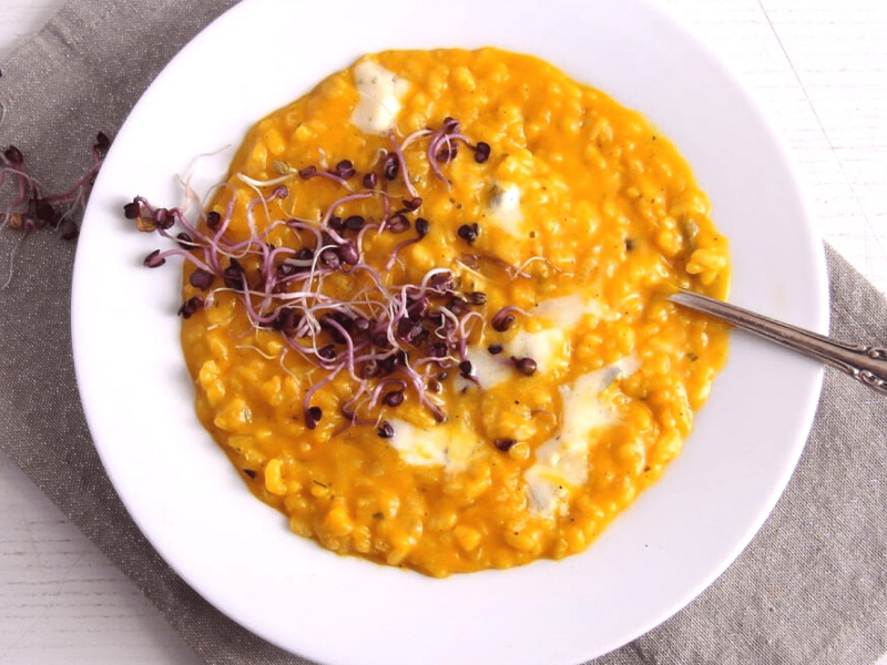 Rizoto z hokkaido tekvice so slaninkou