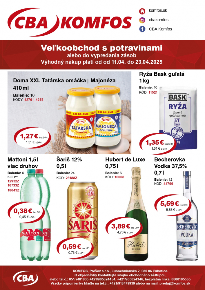 Nová veľkoobchodná ponuka CBA Komfos