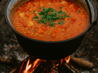 Kotlíkový guláš s červenou šošovicou (vegetariánsky, sýty)