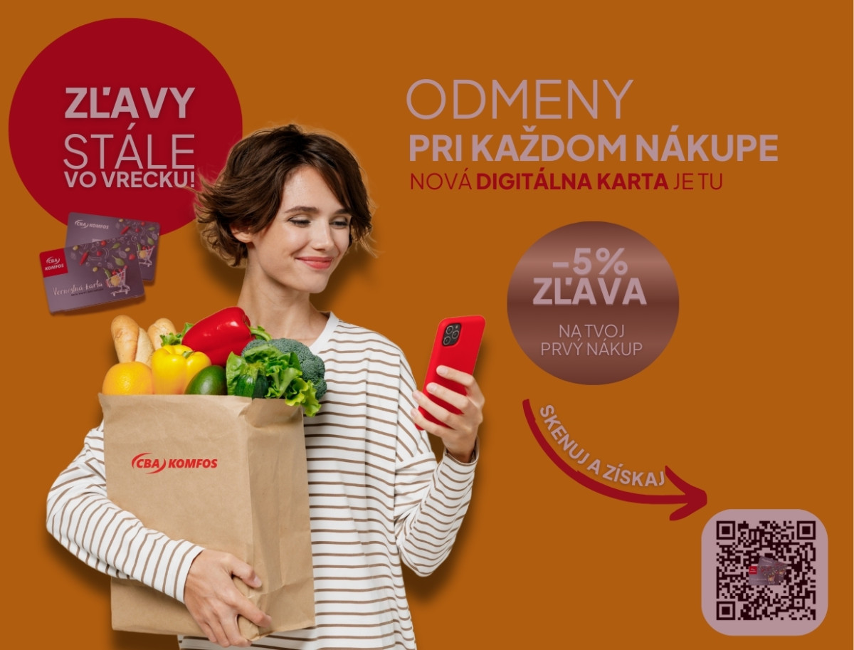 5% zľava s digitálnou vernostnou kartou. ❤️