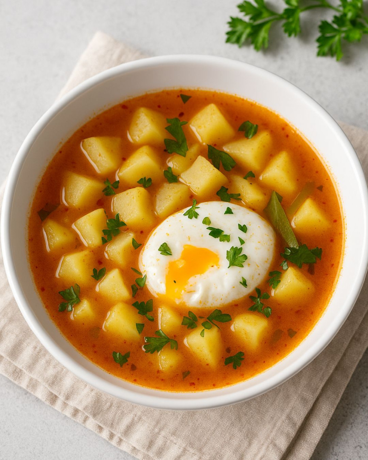 Zemiaková polievka na kyslo s vajíčkom (ľahká verzia)