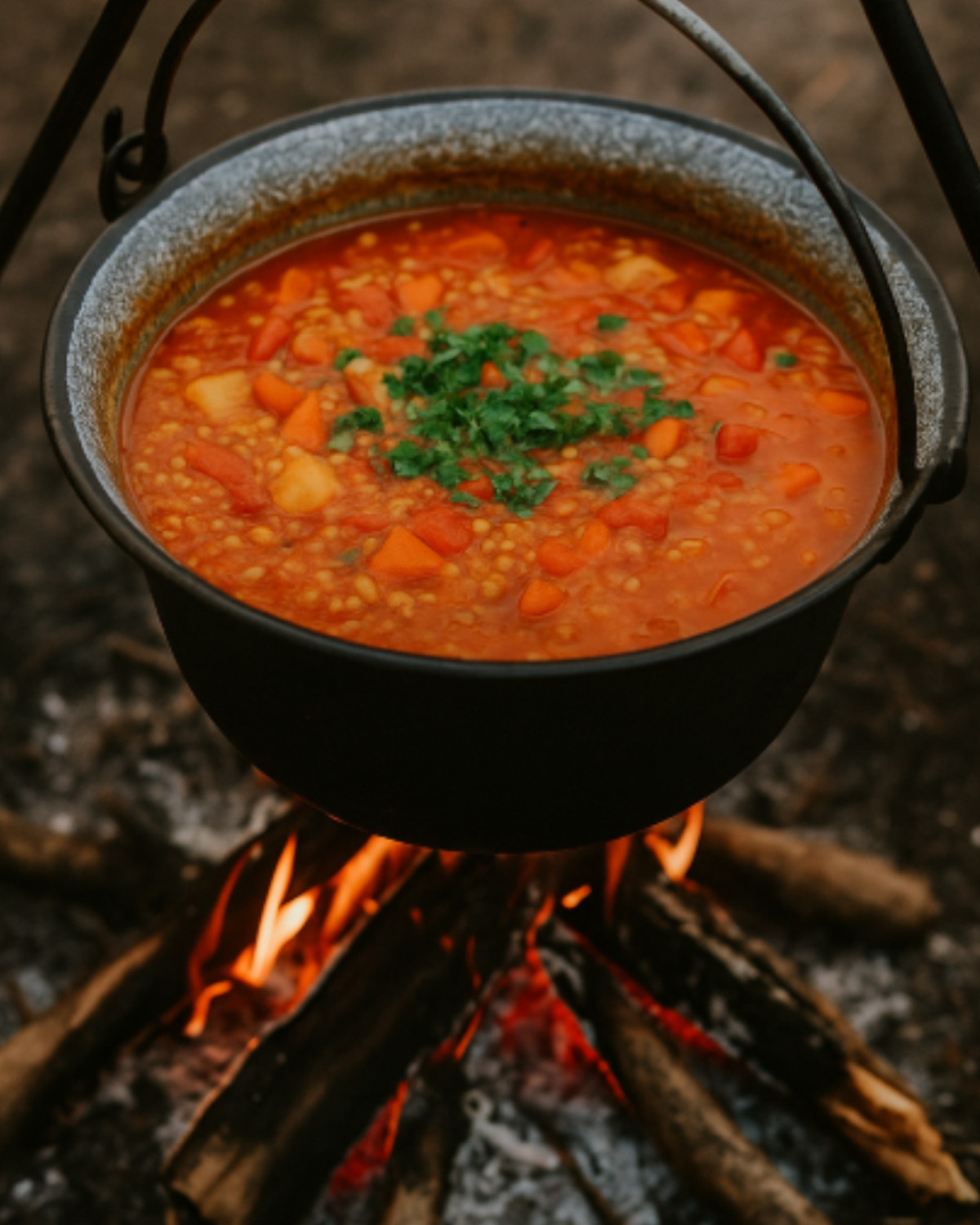 Kotlíkový guláš s červenou šošovicou (vegetariánsky, sýty)